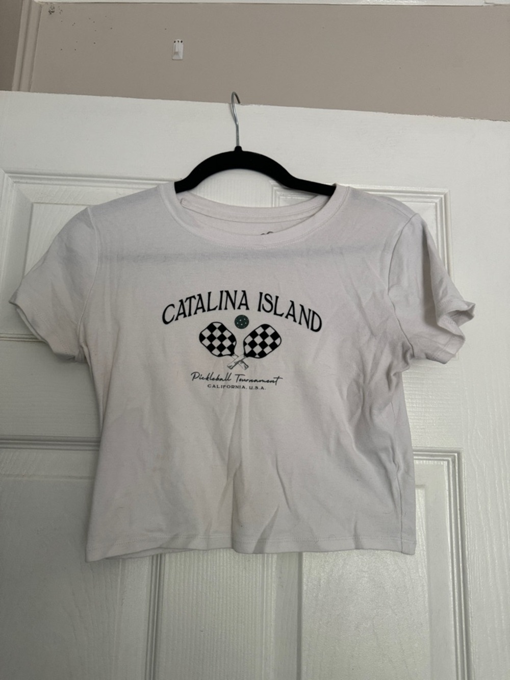 Hollister White Catalina Island Graphic Crop Top